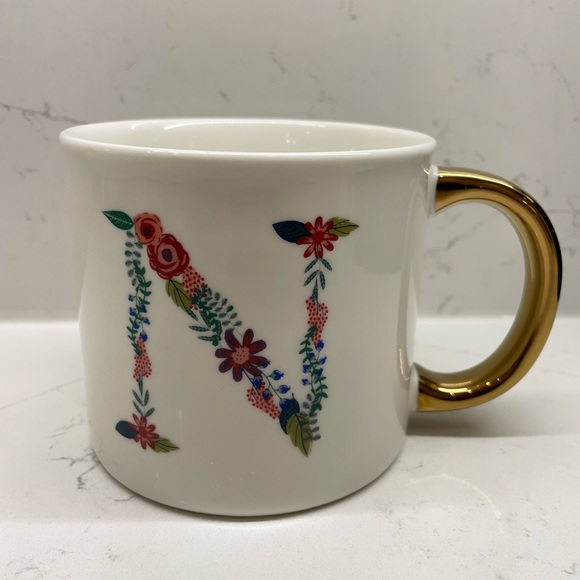 *NEW* Opalhouse Porcelain coffee cup / mug Monogram letter “N” floral with gold - Picture 8 of 8